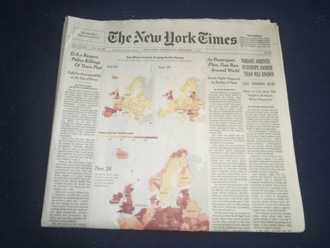 2021 DECEMBER 1 NEW YORK TIMES - VARIANT ARRIVED IN EUROPE SOONER THAN WAS KNOWN