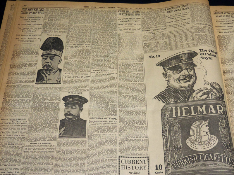 1916 JUNE 7 NEW YORK TIMES - KITCHENER AND STAFF PERISH AT SEA - NT 8607