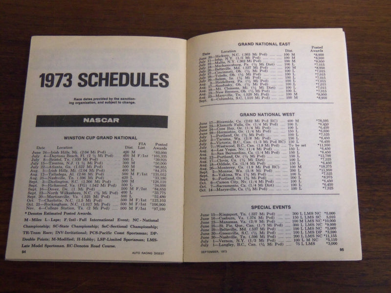 1973 SEPTEMBER AUTO RACING DIGEST MAGAZINE ISSUE NO. 2 - A. J. FOYT - K 1152
