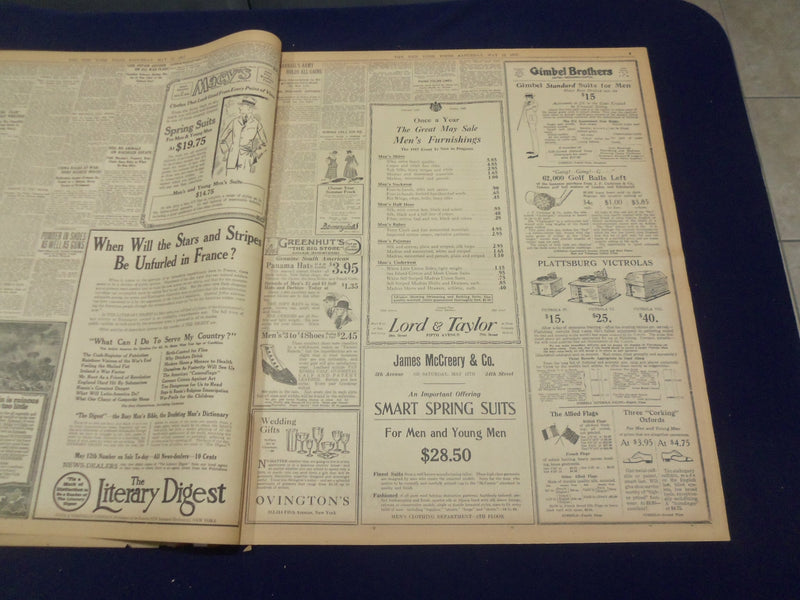 1917 MAY 12 NEW YORK TIMES - BALFOUR AN DVIVIANI WELCOME U.S. AS ALLY - NT 9141
