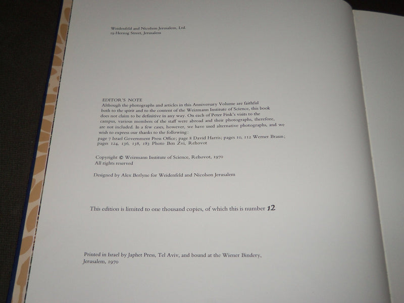 1970 GATEWAY TO SCIENCE WEIZMANN INSTITUTE AT 25 BY SHULTZ -LIMITED EDN - I 1594