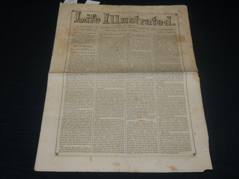 1855 DECEMBER 22 LIFE ILLUSTRATED NEWSPAPER - INVENTIONS NURSERIES - NP 4792