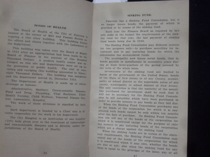 1929 MANUAL OF THE CITY OF PATERSON NEW JERSEY 1929 HARDCOVER BOOK - KD 8849