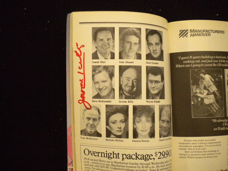 1989 MASTERGATE PLAYBILL - JOHN DOSSETT & JEROME KILTY SIGNATURES - J 8238