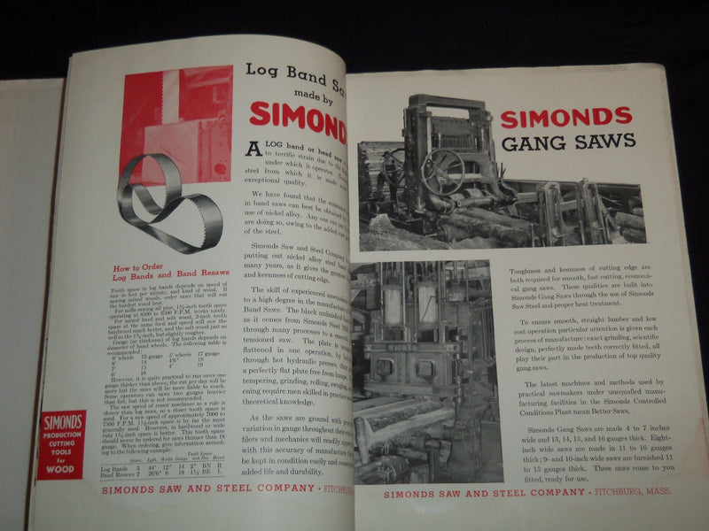 1950'S CUTLER WOOD & SANDERSON CO. SIMONDS SAW & STEEL CATALOGUE - J 9036