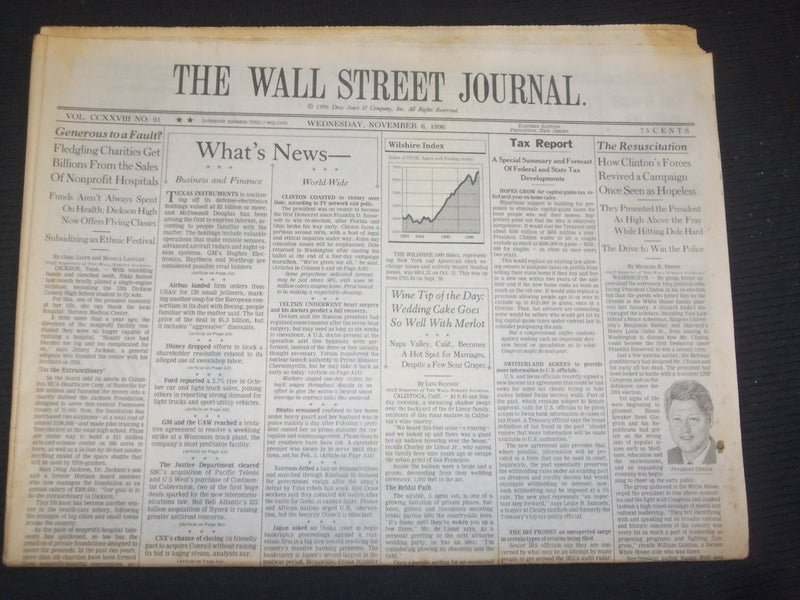 1996 NOV 6 THE WALL STREET JOURNAL - CLINTON'S FORCES REVIVED CAMPAIGN - WJ 281
