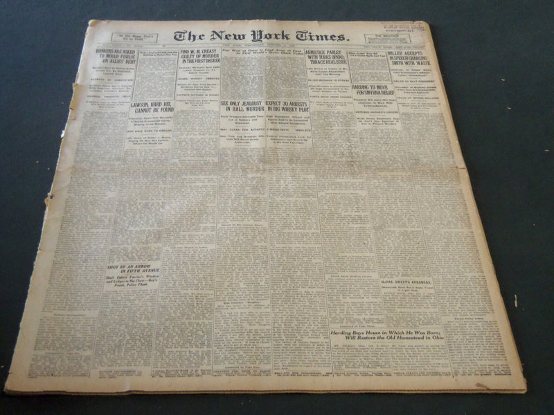 1922 OCTOBER 4 NEW YORK TIMES - FIRST WORLD'S SERIES CLASH TODAY - NT 5812