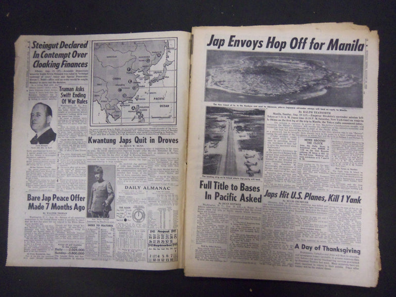 1945 AUGUST 19 NEW YORK SUNDAY NEWS - JAP ENVOYS LEAVE TOKYO FOR MANILA- NP 2280