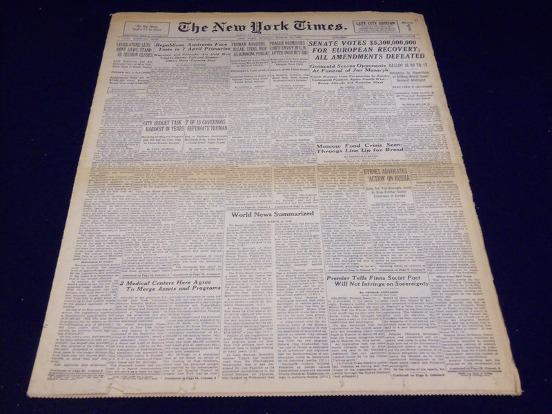 1948 MARCH 14 NEW YORK TIMES - 5.3 BILLION FOR EUROPEAN RECOVERY - NT 3364