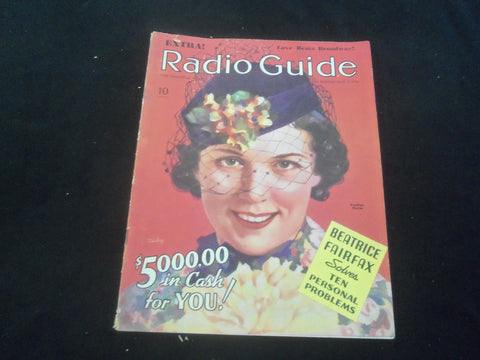 1936 MAY 2 RADIO GUIDE MAGAZINE - PAULINE MORIN ILLUSTRATED COVER - SP 9517D