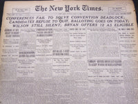 1920 JULY 5 NEW YORK TIMES - CONFERENCES FAIL TO SOLVE CONVENTION - NT 5327