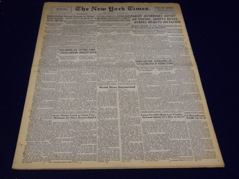 1946 AUG 10 NEW YORK TIMES - BRITAIN TO ACT IF OIL IN IRAN IS ATTACHED - NT 2316