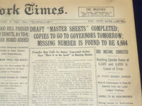 1917 JULY 22 NEW YORK TIMES - DRAFT MASTER SHEETS COMPLETED - NT 9316