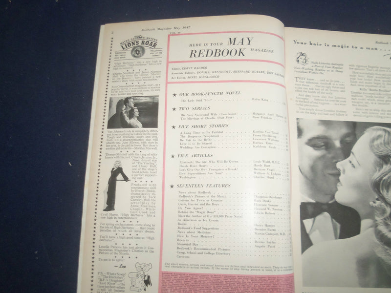1947 MAY REDBOOK MAGAZINE - PRINCESS ELIZABETH, GIRL WHO WILL BE QUEEN- SP 6257F