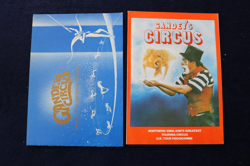 1980'S GANDEY'S CIRCUS PROGRAMS - LOT OF 7 & COLOURING BOOK - O 3525