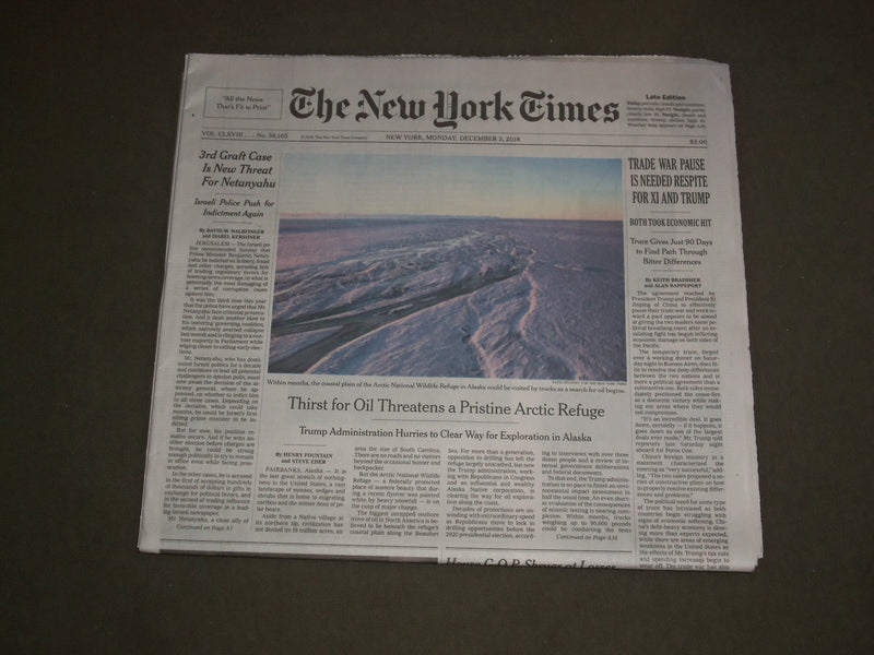 2018 DECEMBER 3 NEW YORK TIMES - U.S. & CHINA TRADE WAR PAUSE IS NEEDED