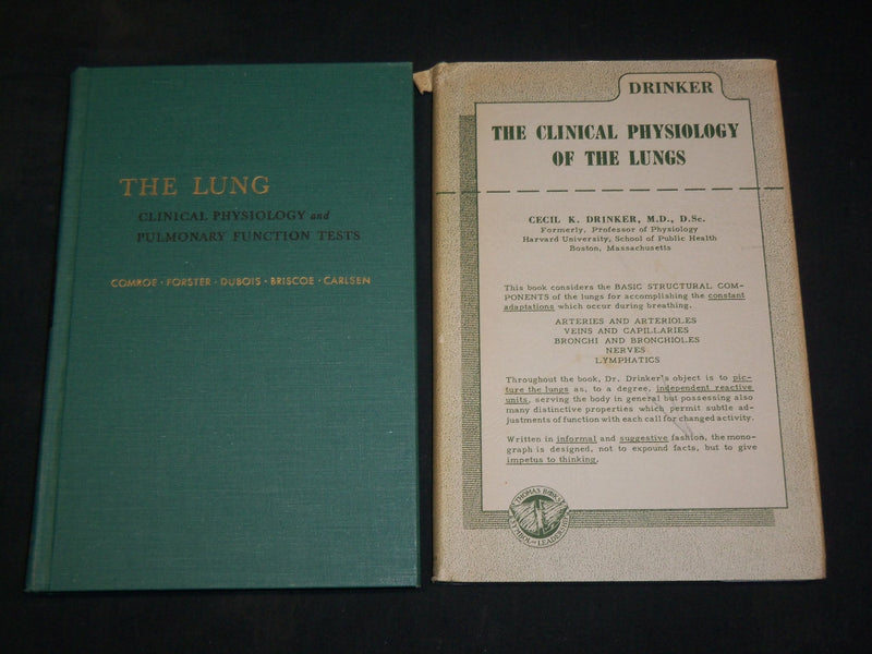1954-1957 THE LUNG CLINICAL PHYSIOLOGY BOOKS LOT OF 2 - DRINKER - KD 2769V