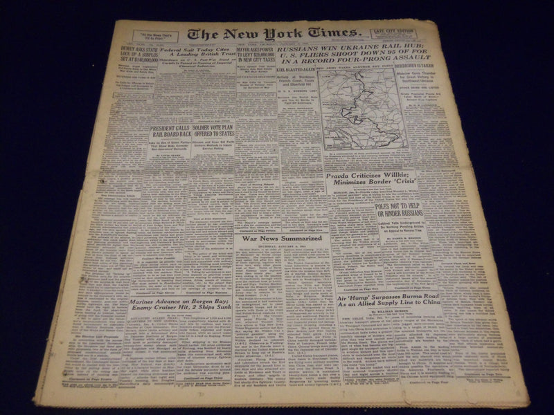 1944 JANUARY 6 NEW YORK TIMES - RUSSIANS WIN UKRAINE RAIL HUB - NT 760