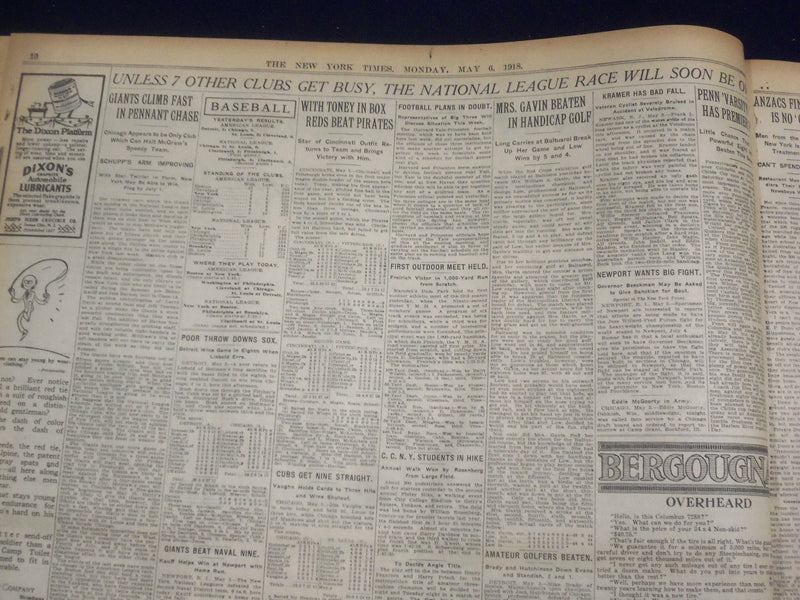 1918 MAY 6 NEW YORK TIMES - ALLIES PUSH GERMANS IN KEMMEL REGION - NT 8173