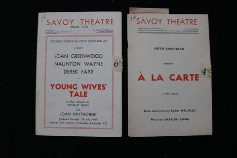 1948-1949 SAVOY THEATRE PROGRAMS - LOT OF 2 - LONDON - K 1823