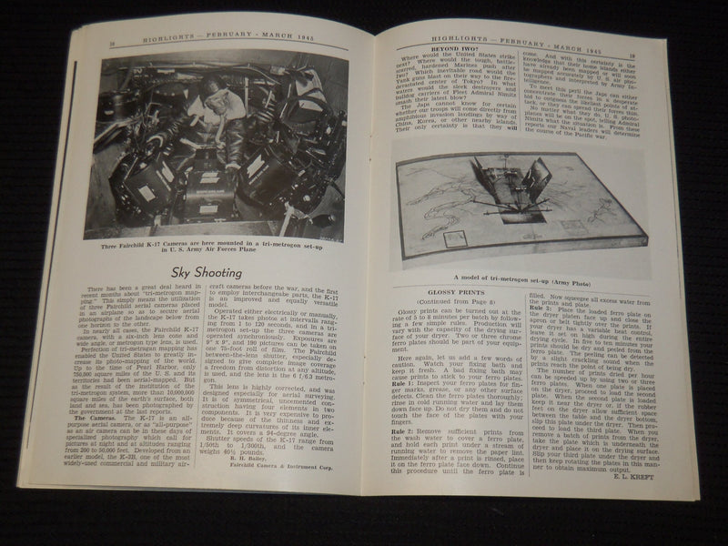 1945 HIGHLIGHTS OF PHOTOGRAPHIC ART MAGAZINE LOT OF 2 ISSUES - K 633