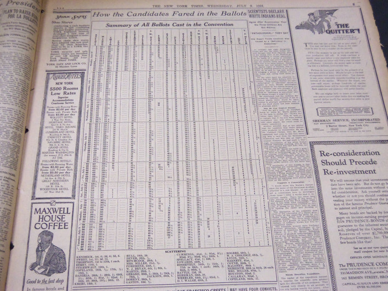 1924 JULY 9 NEW YORK TIMES - M'ADOO FREES DELEGATES MOVE FOR MEREDITH - NT 5076