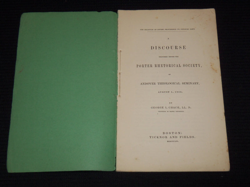 1854 PORTER RHETORICAL SOCIETY DISCOURSE OF ANDOVER THEOLOGICAL SEMINARY- J 7502