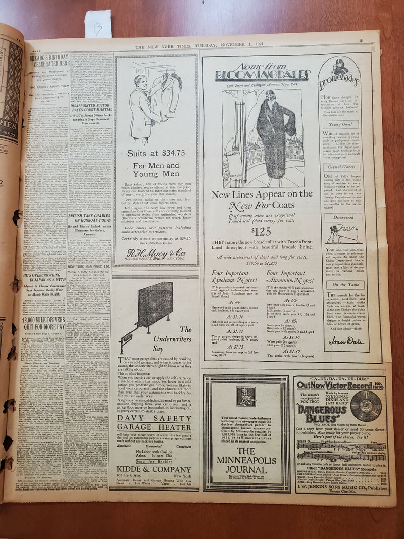 1921 NOV 1 NEW YORK TIMES-SERGEANT WOODTILL TO BE BEARER OF UNKOWN'S BODY-NT8028