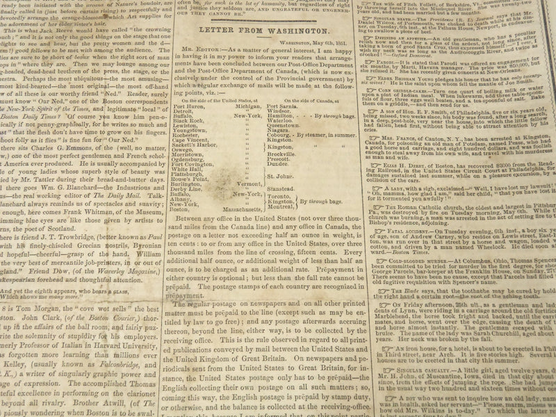 1851 MAY 17 BOSTON MUSEUM NEWSPAPER - HENRY W. LONGFELLOW - JOHNSON - NP 9024