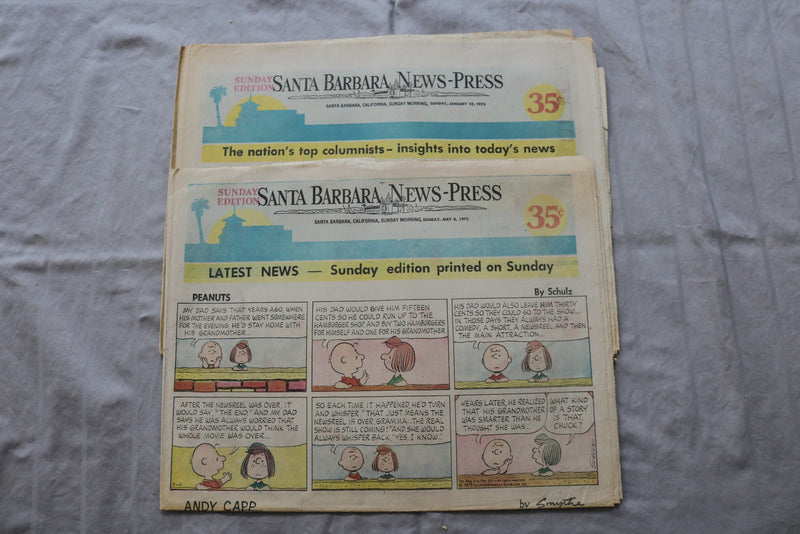 1974-1975 SANTA BARBARA NEWS-PRESS SUNDAY COMICS SECTIONS- LOT OF 14- NP 9309