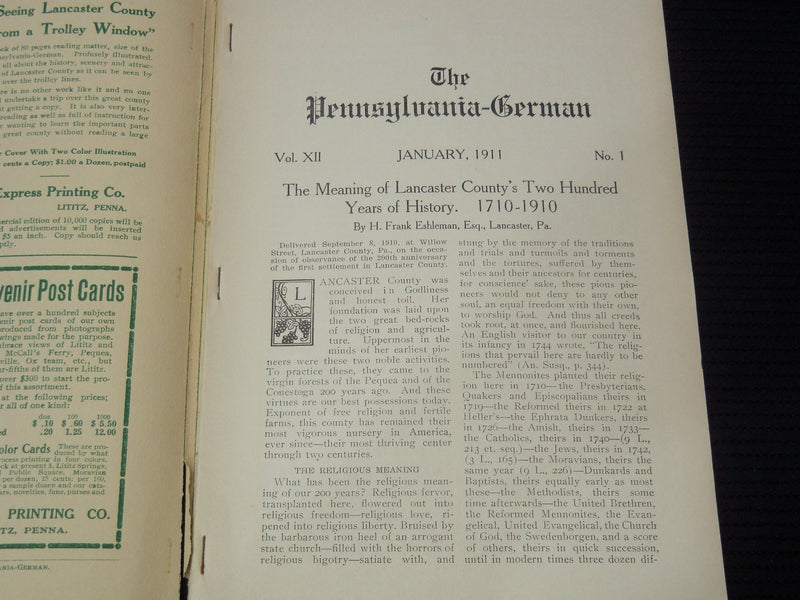 1911 THE PENNSYLVANIA GERMAN MAGAZINE LOT OF 12 - COMPLETE YEAR - O 2825D