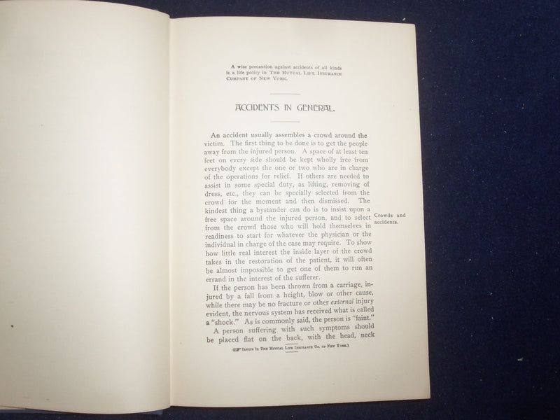 1900 THE MUTUAL LIFE INSURANCE COMPANY ON NEW YORK MANUAL - HARDCOVER - KD 8788