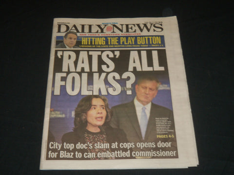 2020 MAY 15 NEW YORK DAILY NEWS NEWSPAPER - RATS ALL FOLKS - TOP DOC'S SLAM COPS