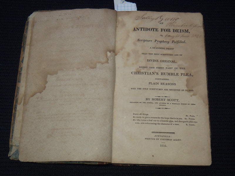 1816 ANTIDOTE FOR DEISM CHRISTIAN'S HUMBLE PLEA BOOK BY ROBERT SCOTT - KD 81C