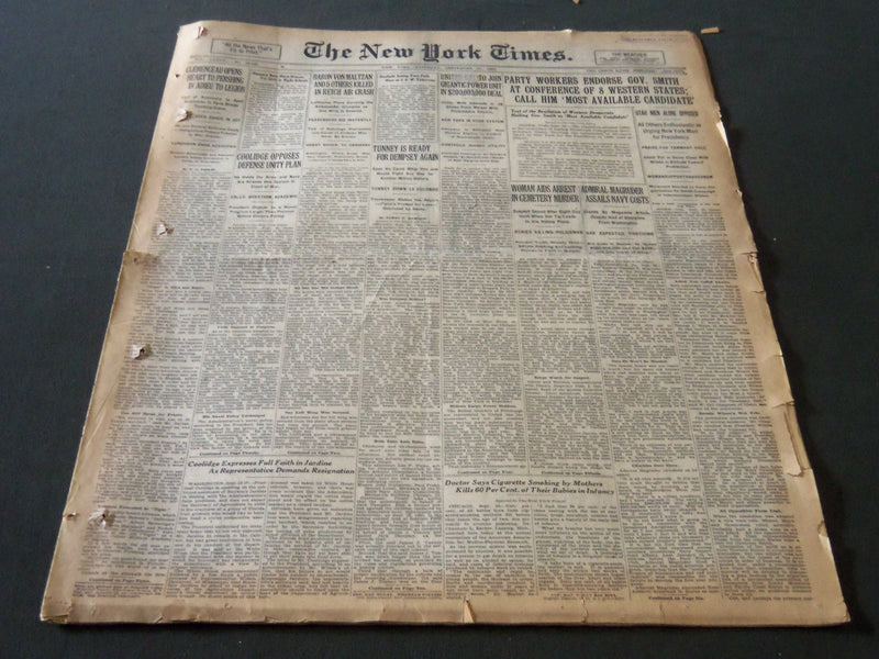 1927 SEPTEMBER 24 NEW YORK TIMES - TUNNEY IS READY FOR DEMPSEY AGAIN - NT 6376