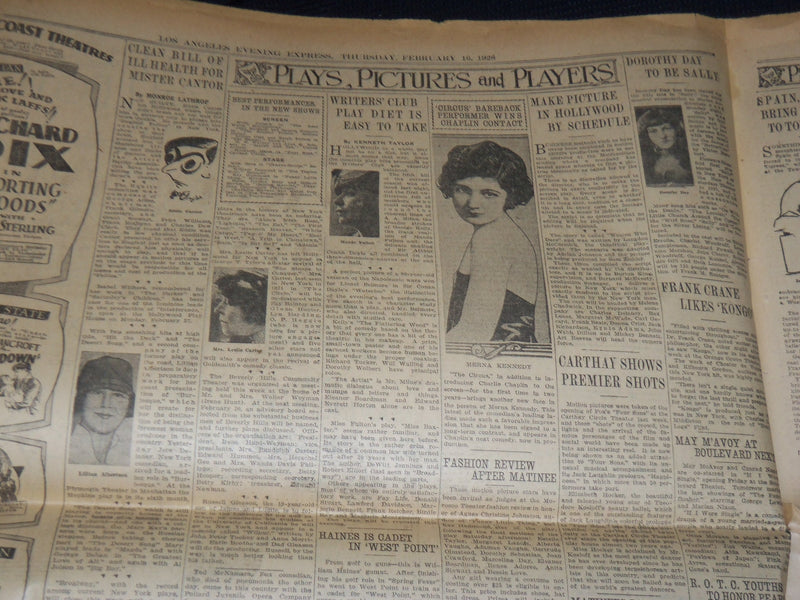 1928 FEBRUARY 16 LOS ANGELES EVENING EXPRESS NEWSPAPER EDDIE FOY DEAD - NP 748