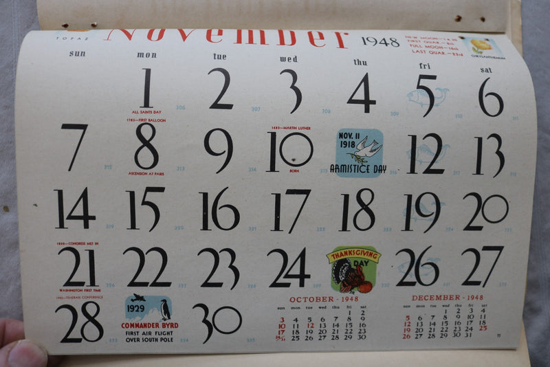 1948 PEARL FURNITURE CO. CALENDAR - CLEVELAND, OHIO - K 3457