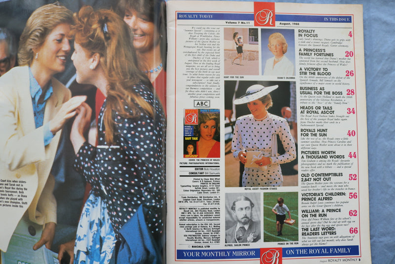 1988 AUGUST ROYALTY MONTHLY MAGAZINE - PRINCESS DIANA- DIANA'S DILEMMA- ST 5510B