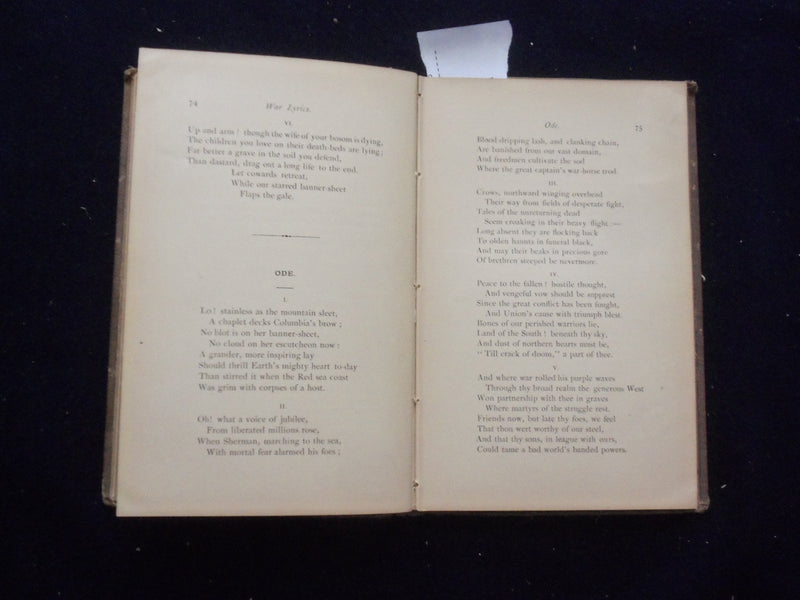 1873 LATER LAYS AND LYRICS HARDCOVER BOOK BY W.H.C. HOSMER- KD 8450