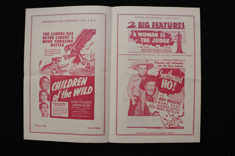 1940'S JOY THEARE PROGRAM - LOT OF 4 - BELZONI, MISSISSIPPI - K 2816