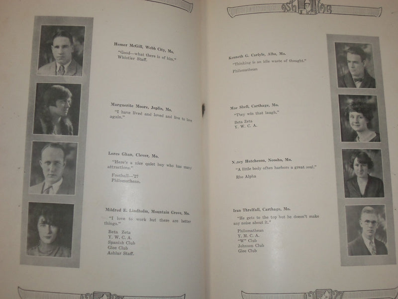 1927 THE ASHLAR OZARK WESLEYAN MISSOURI COLLEGE YEARBOOK - PHOTOS - YB 144