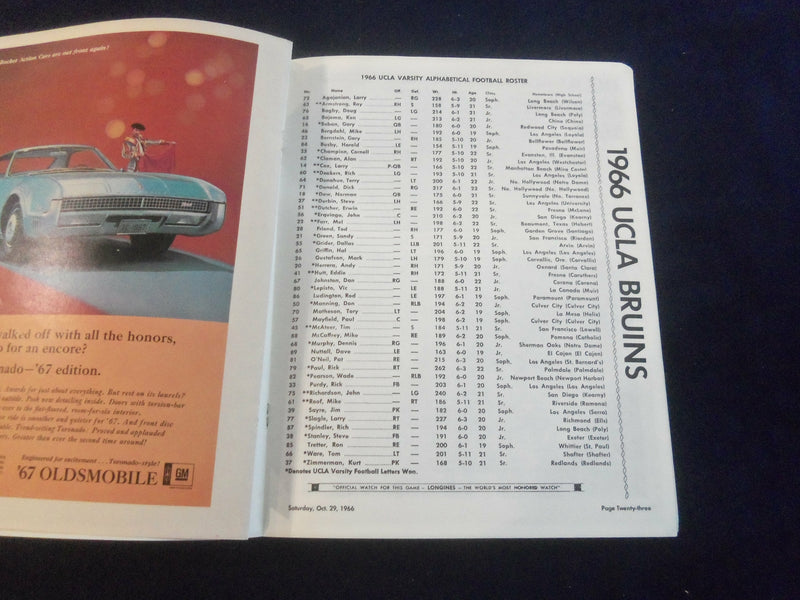 1966 OCTOBER 29 GOAL POST PROGRAM - UCLA VS AIR FORCE - ST 7200