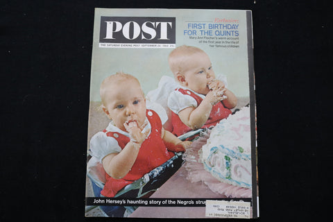 1964 SEP 26 THE SATURDAY EVENING POST MAGAZINE - FISCHER QUINTS COVER - E 9987
