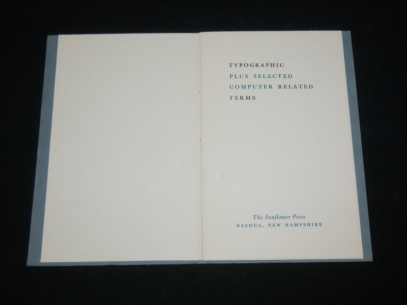 1975 TYPOGRAPHIC PLUS SELECTED COMPUTER RELATED TERMS BOOK - J 6506