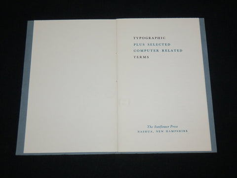 1975 TYPOGRAPHIC PLUS SELECTED COMPUTER RELATED TERMS BOOK - J 6506