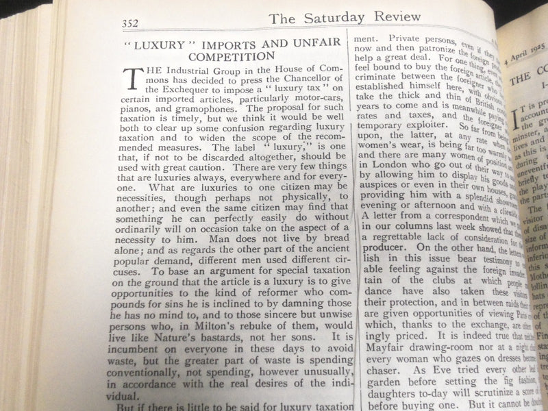 1925 SATURDAY REVIEW 2 BOUND VOLUMES - COMPLETE YR- PUBLISHED IN LONDON - R 1131