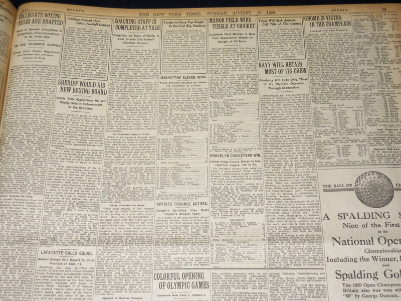 1920 AUGUST 15 NEW YORK TIMES - COLORFUL SCENE OPENING OF OLYMPIC GAMES- NT 8556