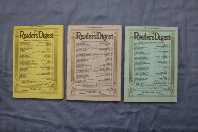 1936 READER'S DIGEST MAGAZINE - COMPLETE YEAR - LOT OF 12 - O 3871