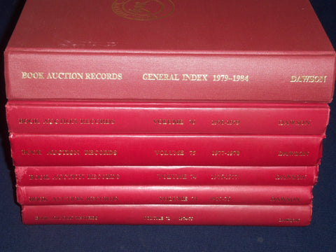 1974-1979 BOOK AUCTION RECORDS LOT OF 6 VOLUMES 72-76 + GENERAL INDEX - KD 3173
