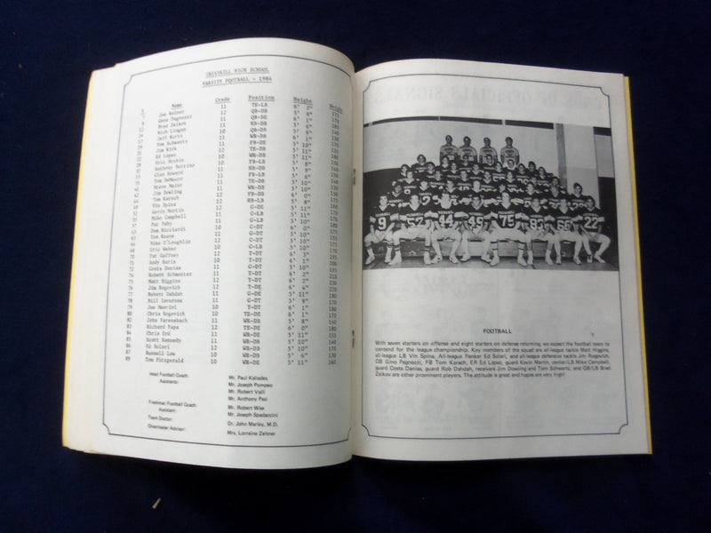 1984-1985 CRESSKILL HIGH SCHOOL COUGAR ALL SPORTS PROGRAM PROGRAM - J 8453